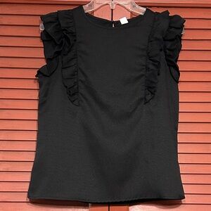 Chic Black Ruffle Sleeve Blouse